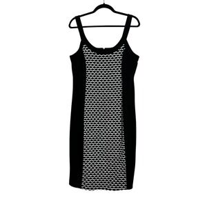 R&M Richards Woman Black White Geometric Wave Sheath Dress Plus Size 14W